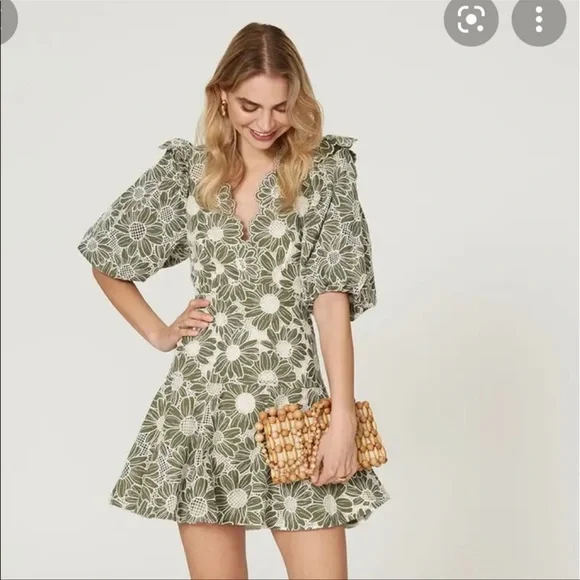 ❌SOLD OUT❌💚🍦NEW WITH TAGS🍦💚Maje dress in embroidered fabric size 36 US 2/4 - Picture 5 of 9